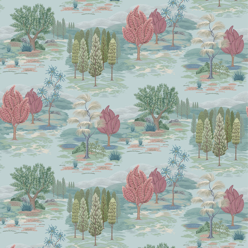 W8035-02 Monteverde Aqua / Blush. Wallpaper by Osborne & Little