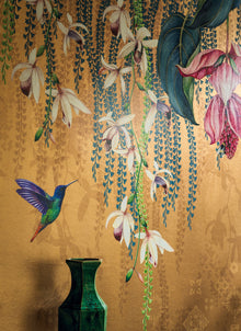 W8037-02 Trailing Orchid Metallic Gold. Wallpaper by Osborne & Little