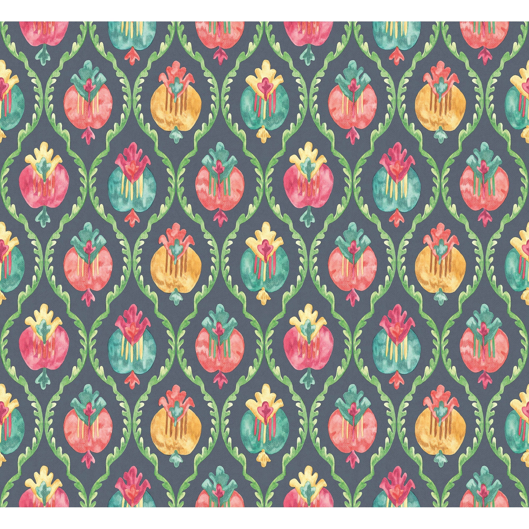 W8121-01 Mysore Midnight / Magenta Wallpaper by Osborne & Little