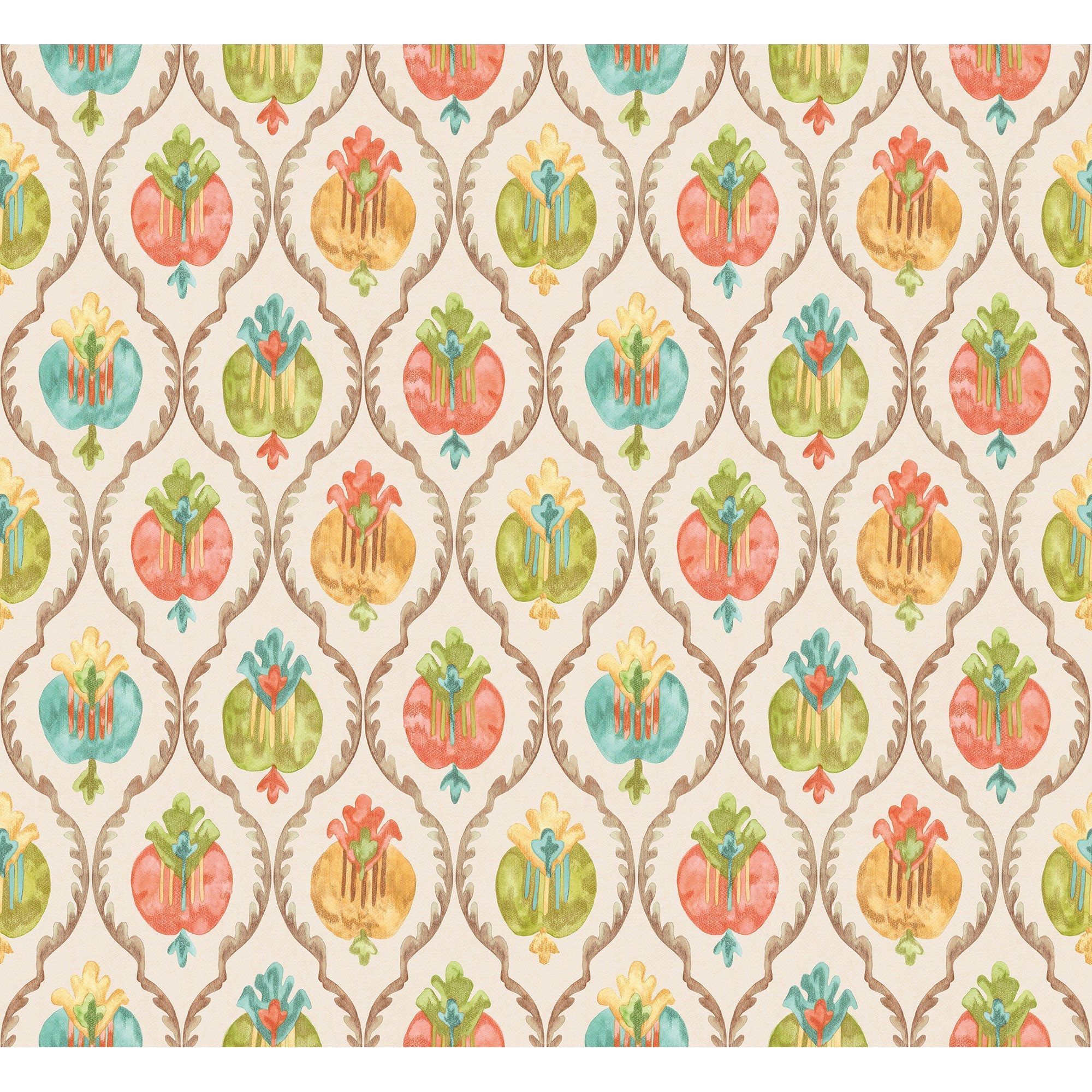 W8121-04 Mysore Ivory / Terracotta Wallpaper by Osborne & Little