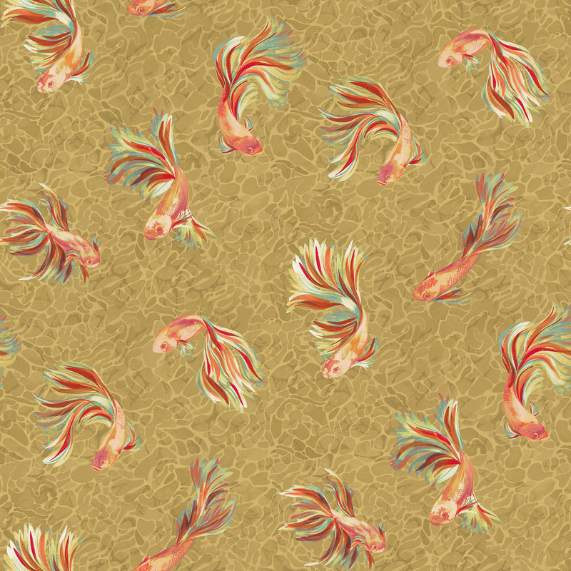 W8123-01 Aquaria Metallic Gold Wallpaper by Osborne & Little