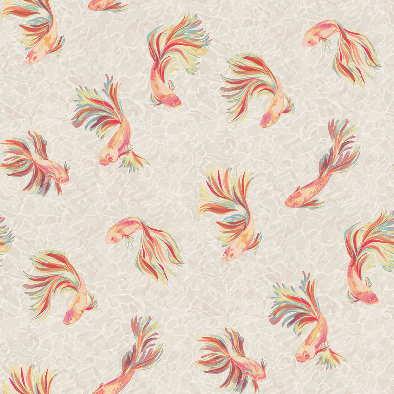 W8123-02 Aquaria Linen / Mandarin Wallpaper by Osborne & Little
