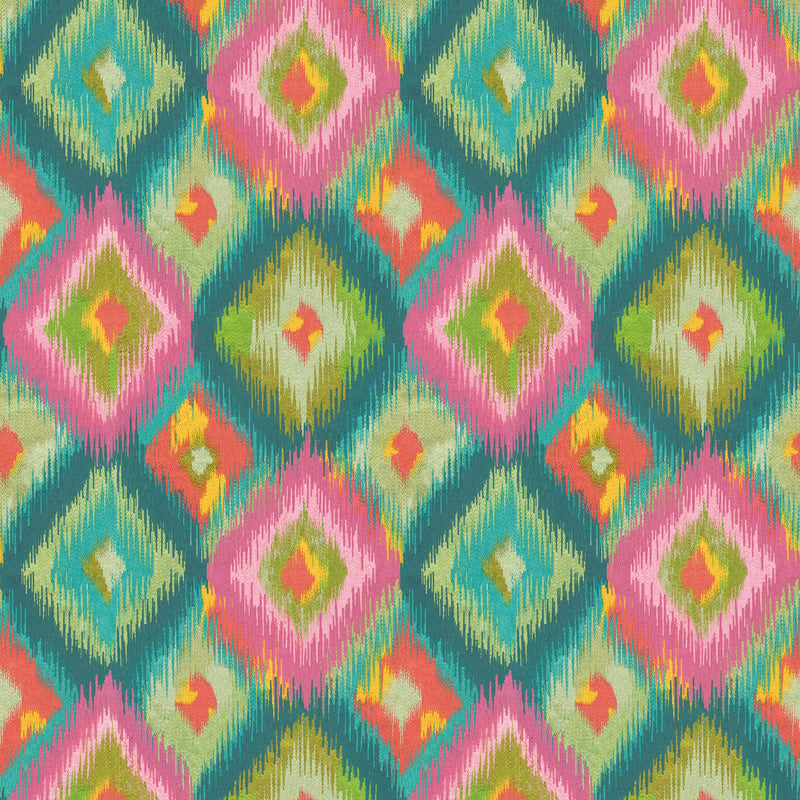 W8124-01 Xanadu Teal / Pink Wallpaper by Osborne & Little