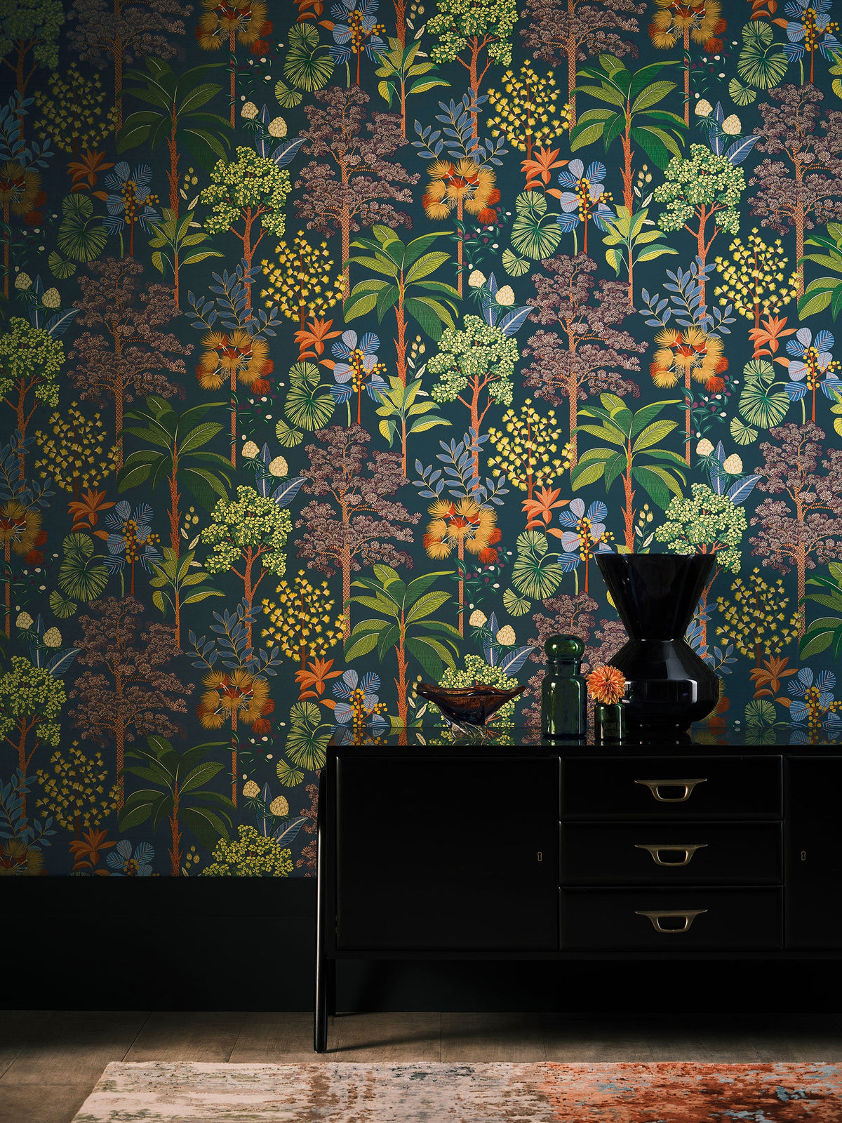 Arboreta Midnight / Multi Belvedere Wallpaper Wallpaper by Osborne & Little