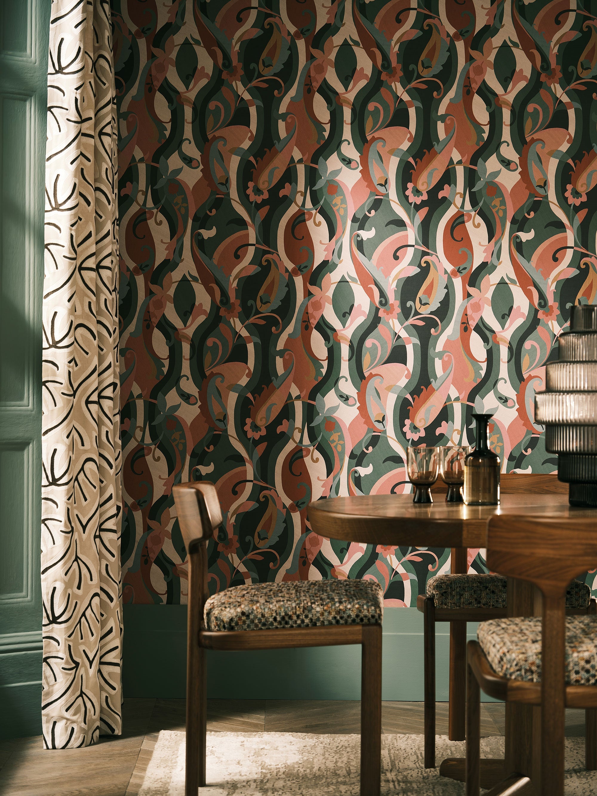 W8127-01 Castillo Celadon / Rose Wallpaper by Osborne & Little