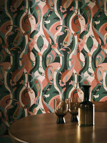 W8127-01 Castillo Celadon / Rose Wallpaper by Osborne & Little