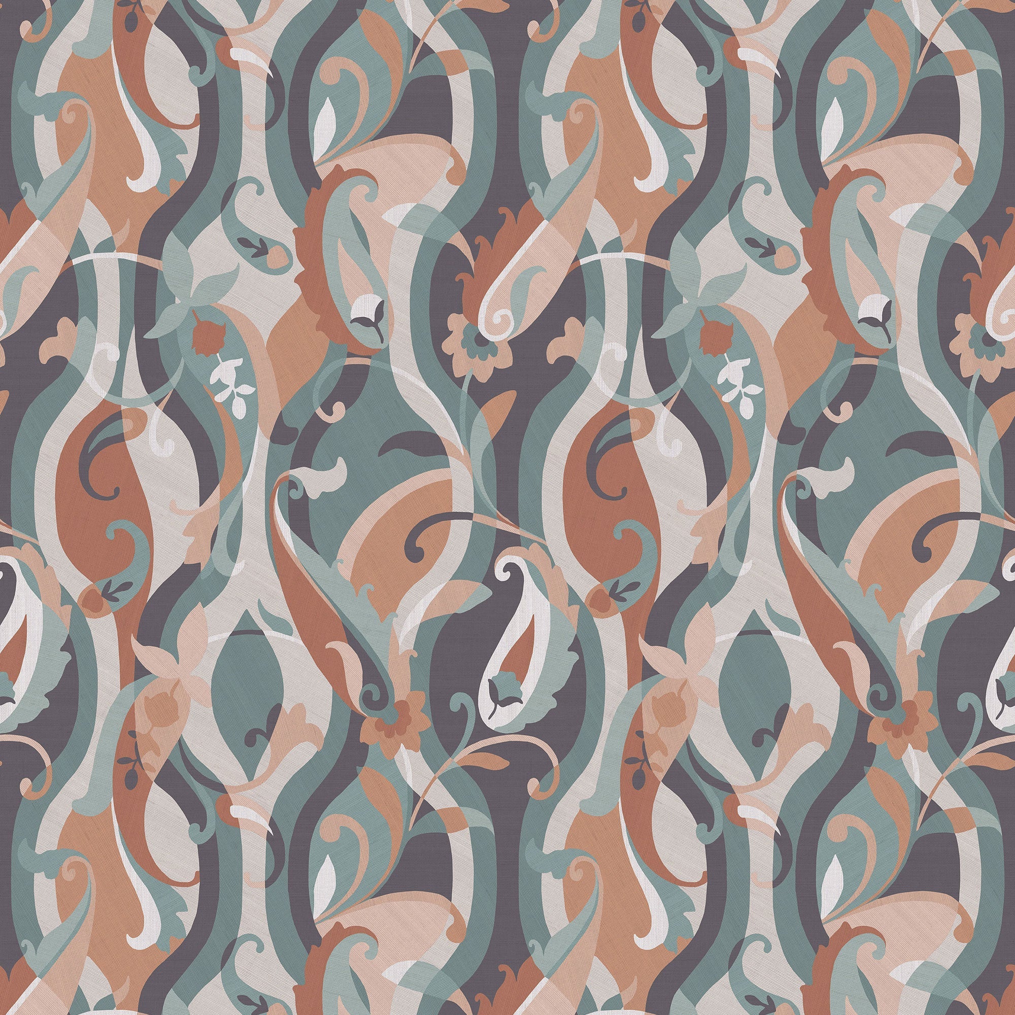 W8127-02 Castillo Aqua / Sienna Wallpaper by Osborne & Little