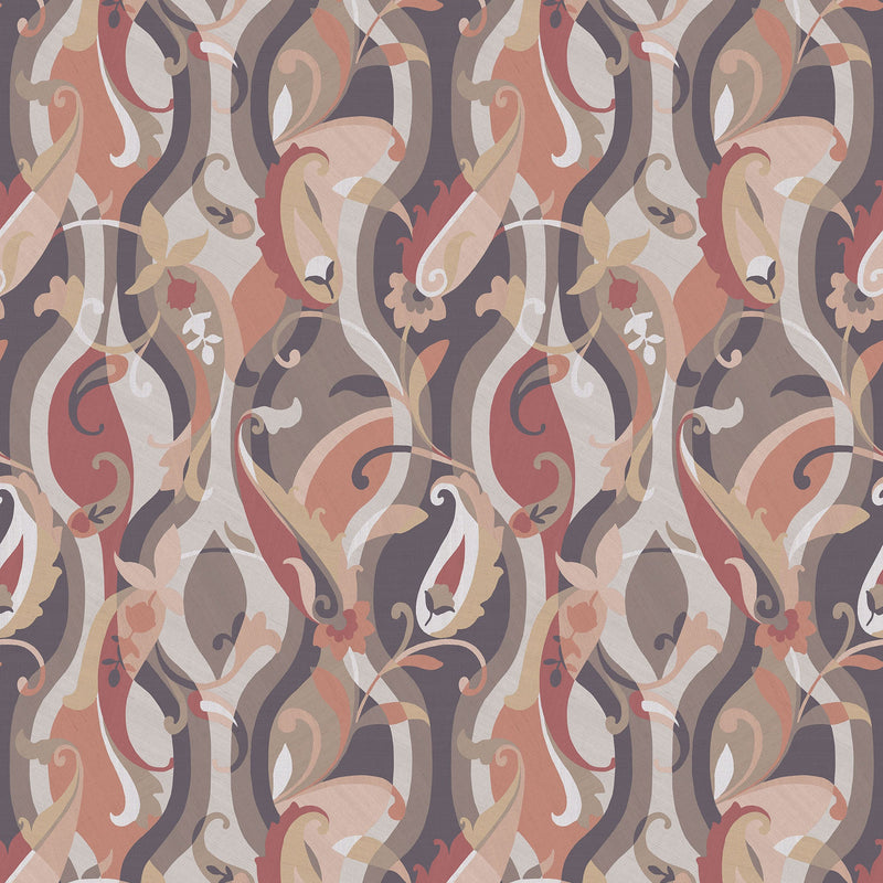 W8127-03 Castillo Charcoal / Terracotta Wallpaper by Osborne & Little