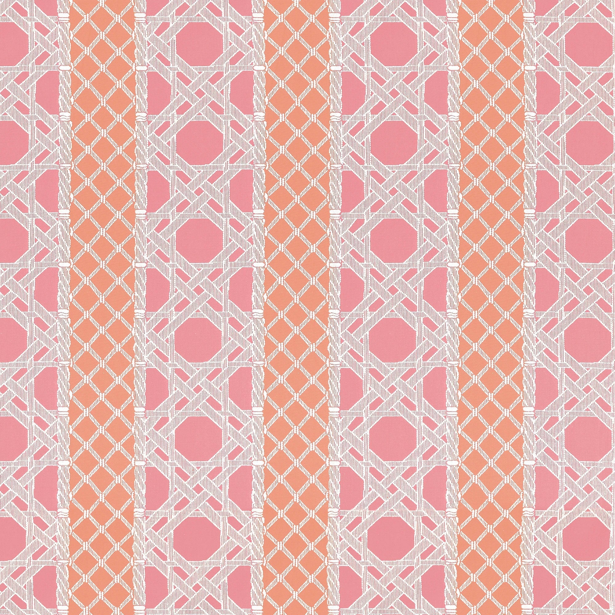 W81771 Trelliage Peony and Coral Soleil Fabric by Thibaut