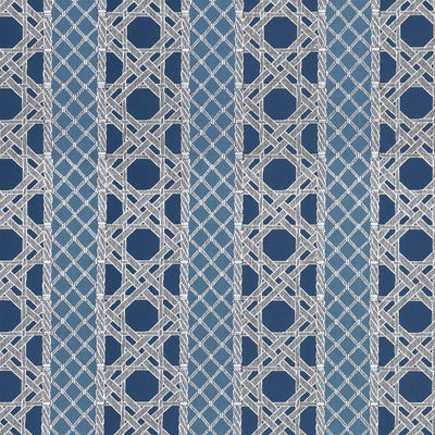 Trelliage Navy and Cadet Soleil Fabric by Thibaut