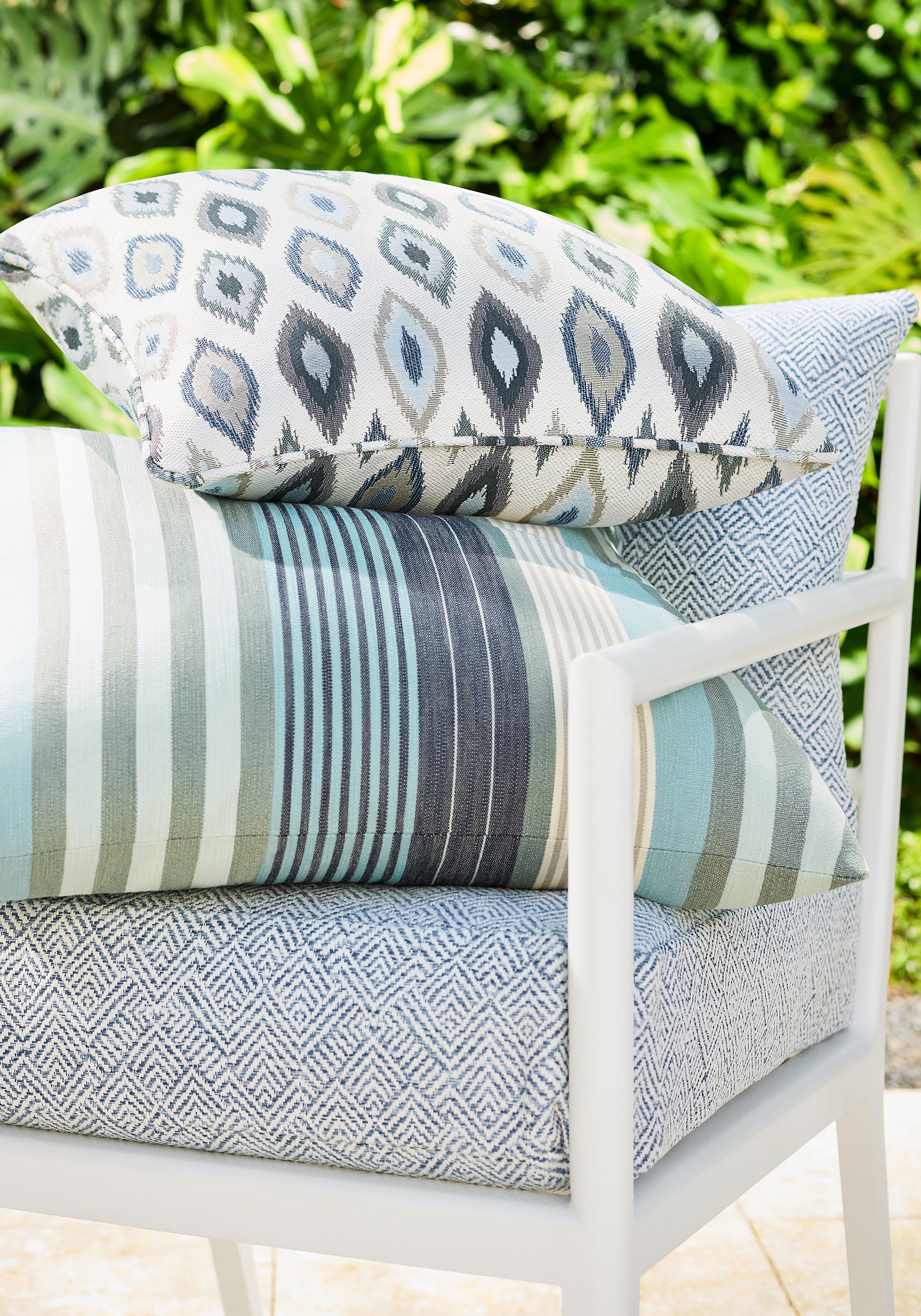 W81799 Beliza Navy and Sky Acadia Fabric by Thibaut