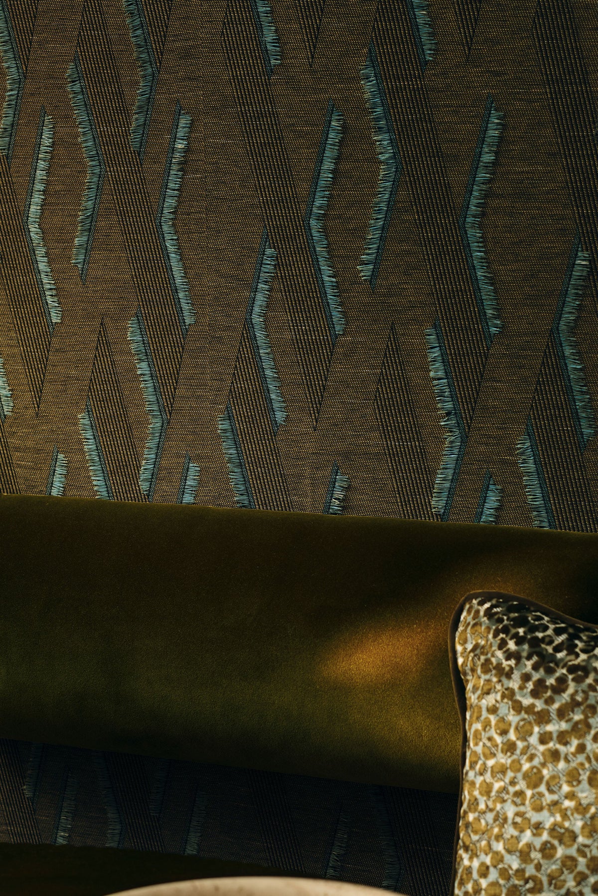 Zaida Olive Istoria Wallcoverings Wallpaper by Black Edition