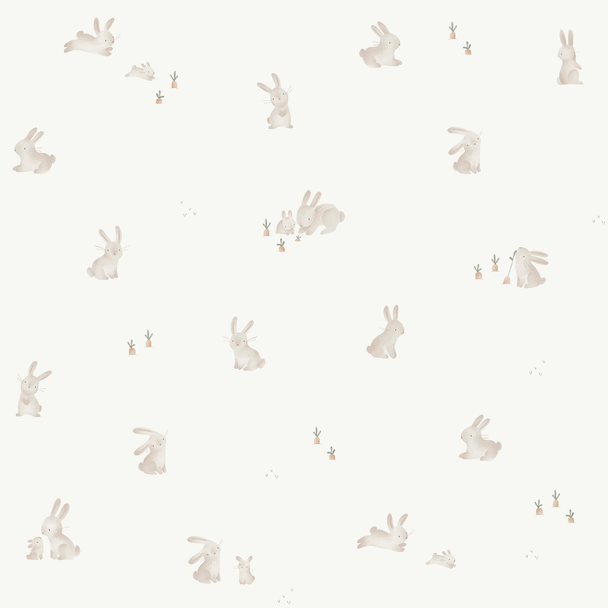 WD110023 Baby Bunny Brown/white Wallpaper by Little Dutch