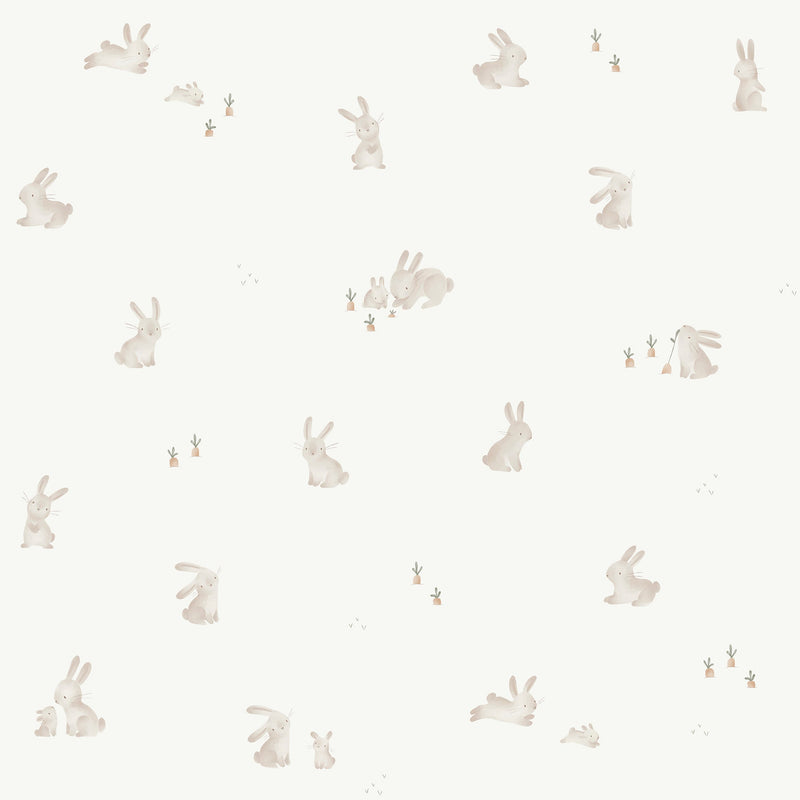 WD110023 Baby Bunny Brown/white Wallpaper by Little Dutch