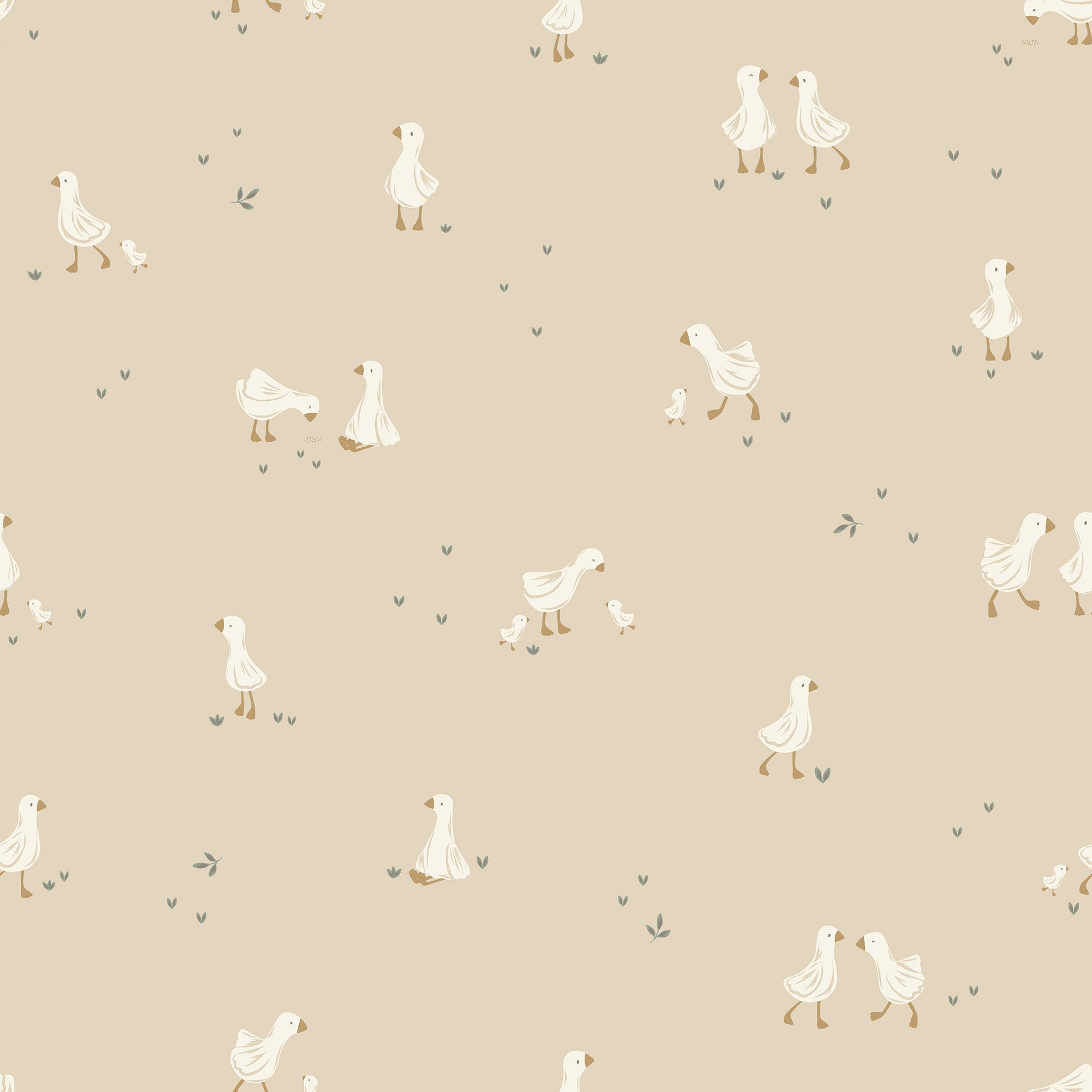 WD110032 Vliesbehang Little Goose Natural Beige/white Wallpaper by Lit