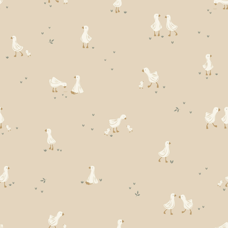 WD110032 Vliesbehang Little Goose Natural Beige/white Wallpaper by Lit