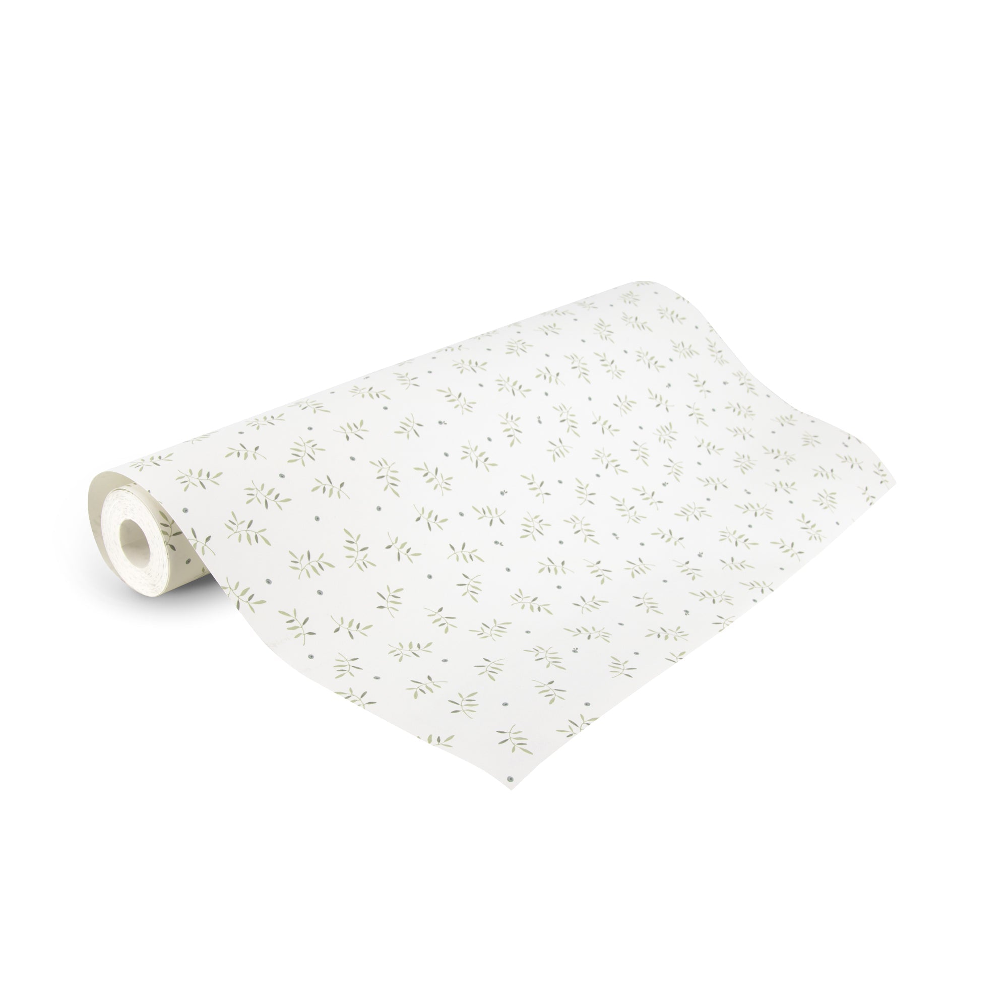 WD111034 Blueberry Leaves White/green Wallpaper by Little Dutch