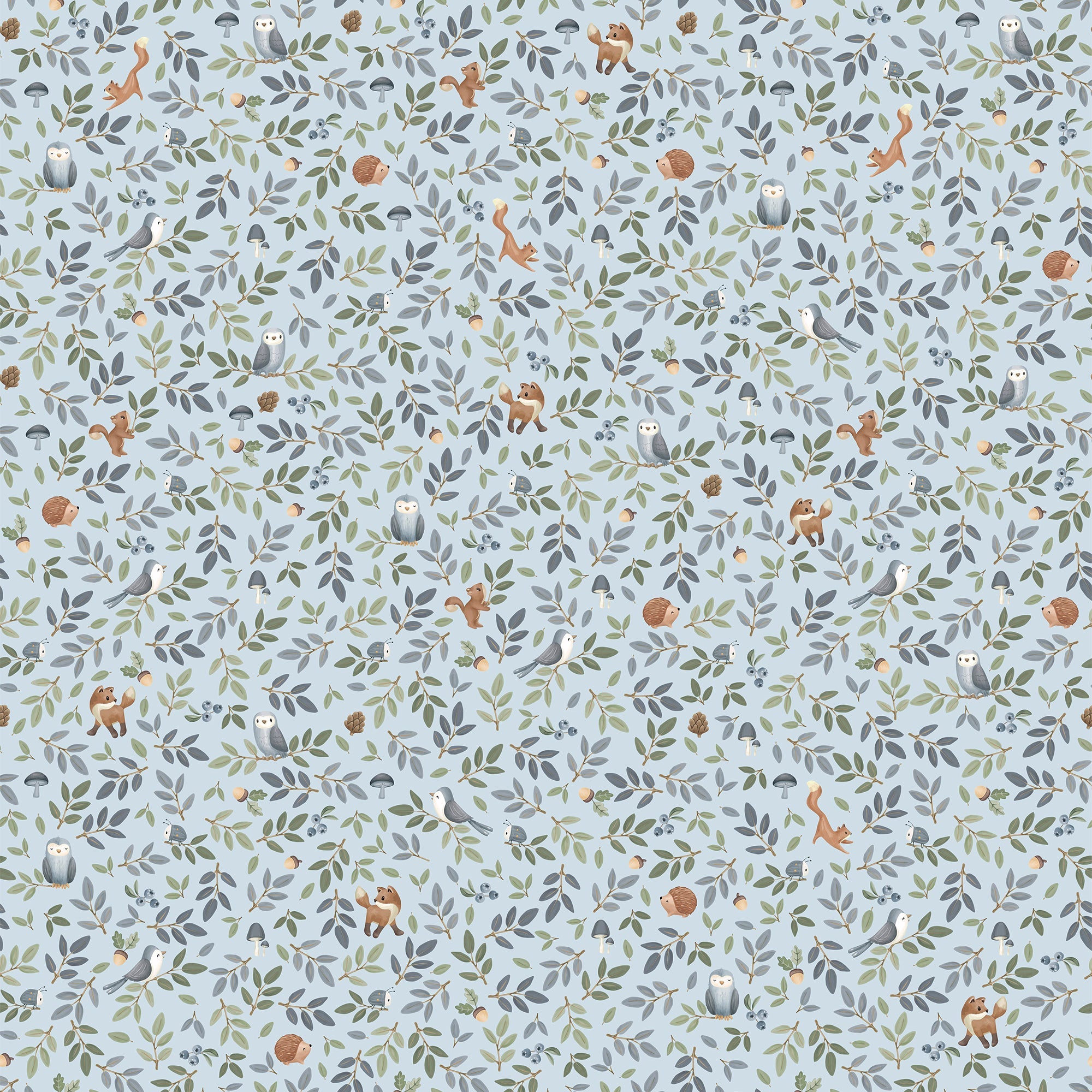 WD114030 Forest Adventure Blue/green Wallpaper by Little Dutch
