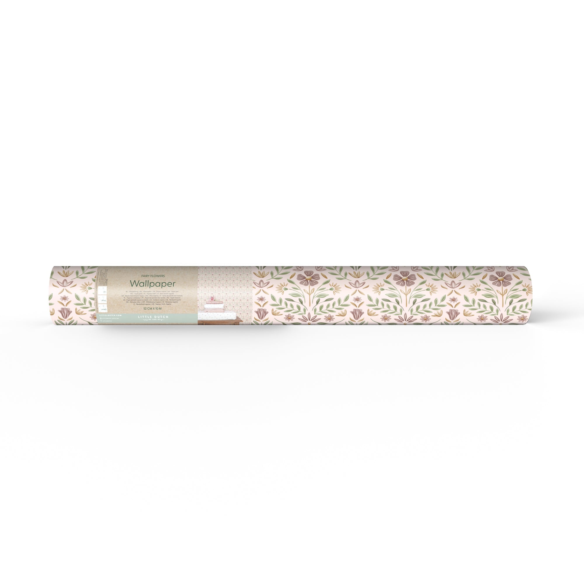WD115031 Fairy Flowers Pink/green Wallpaper by Little Dutch
