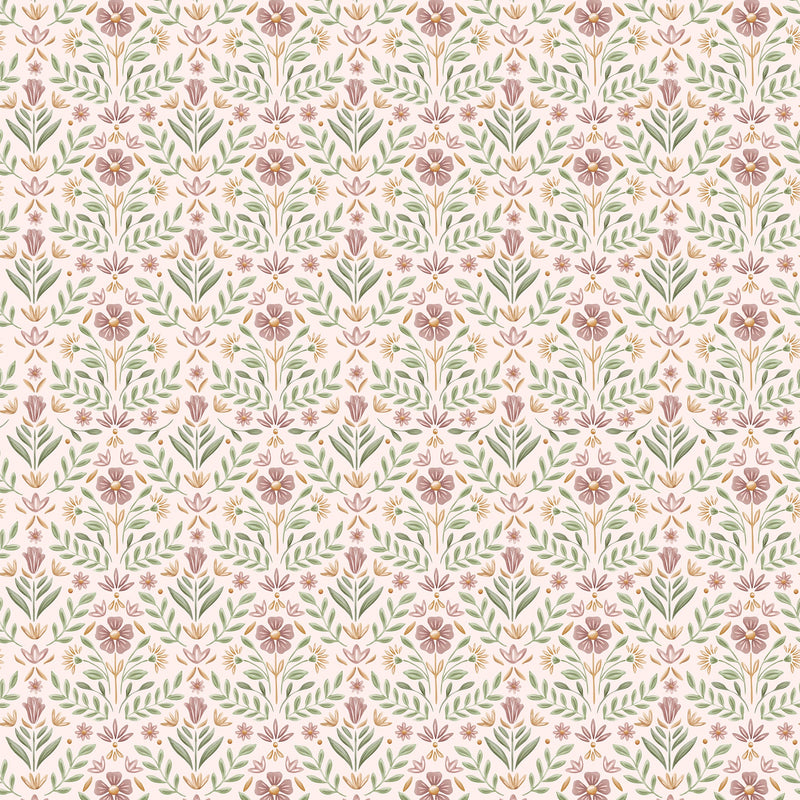 WD115031 Fairy Flowers Pink/green Wallpaper by Little Dutch