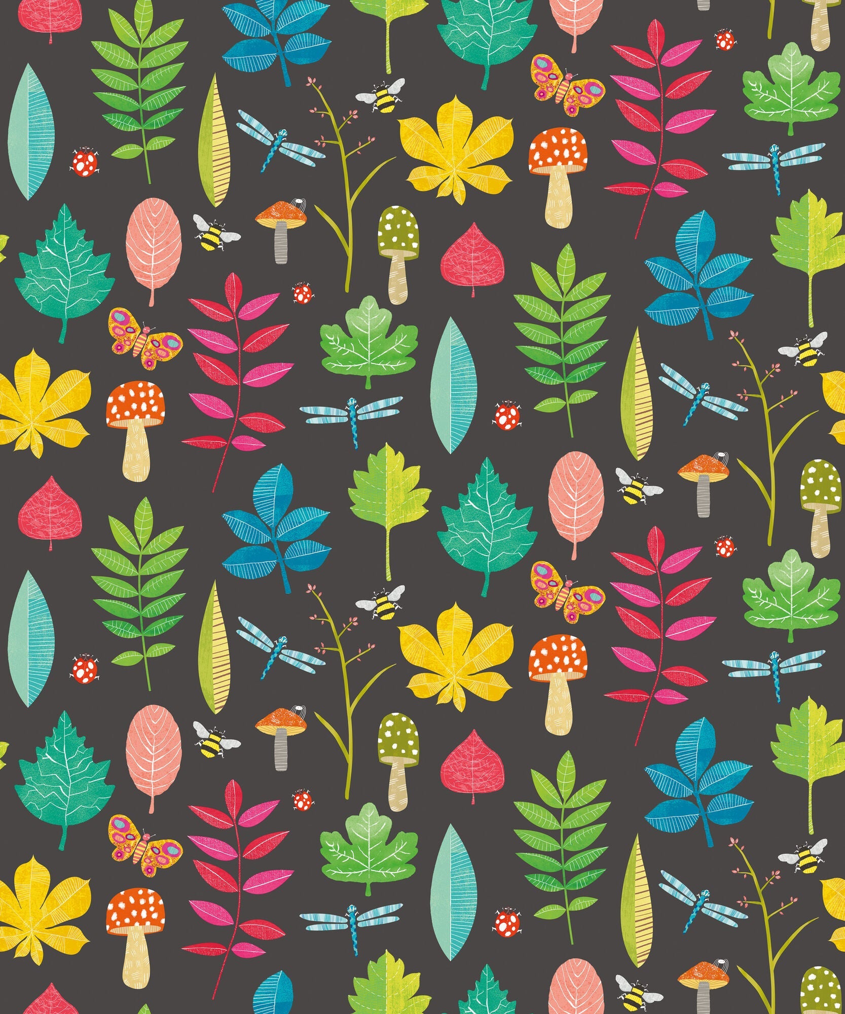 WGU50102W Forest Floor Liquorice Wallpaper by Ohpopsi
