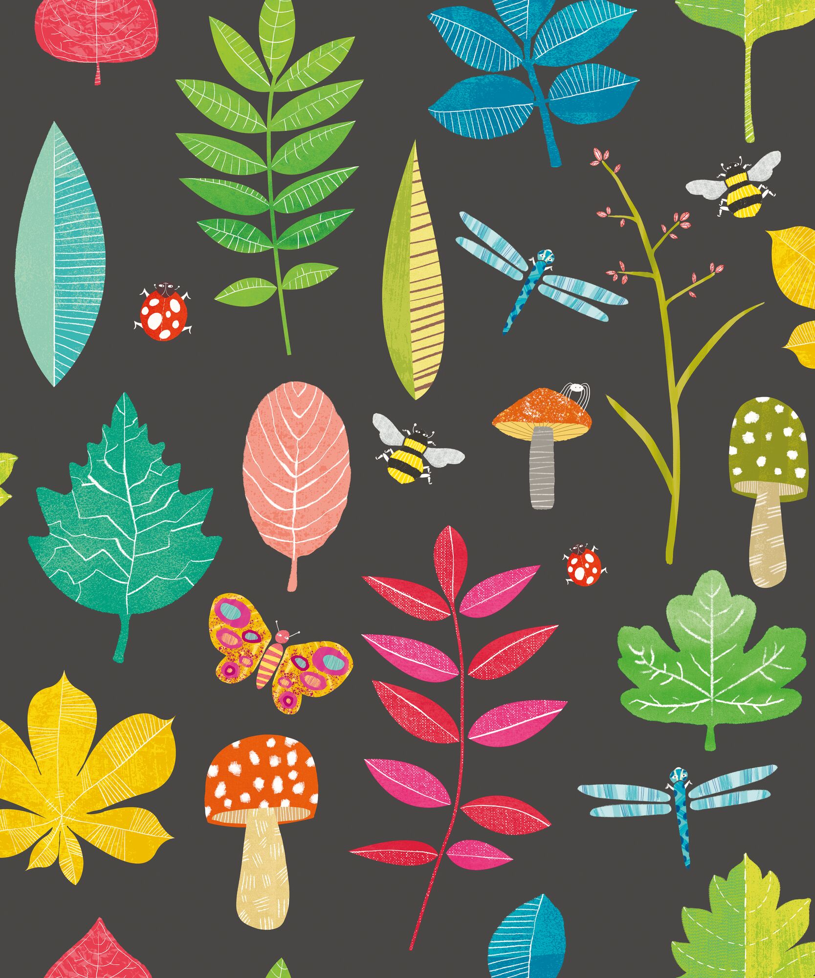 WGU50102W Forest Floor Liquorice Wallpaper by Ohpopsi