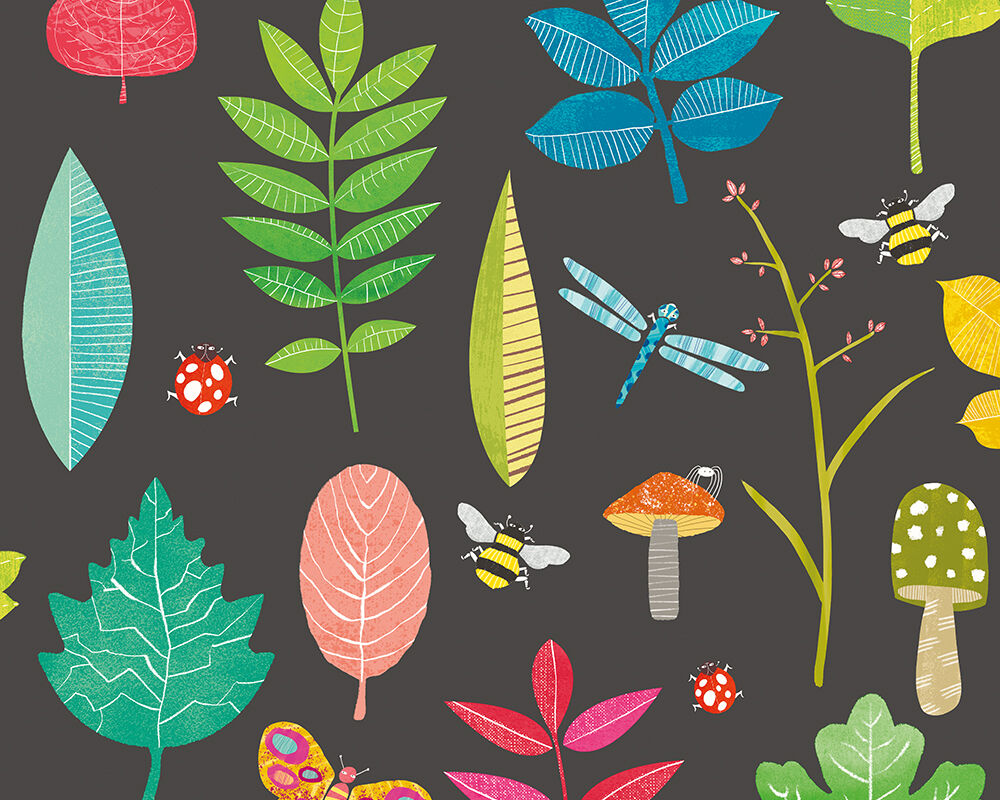 WGU50102W Forest Floor Liquorice Wallpaper by Ohpopsi