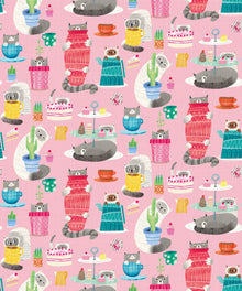 WGU50109W Kitten Kaboodle Bubblegum Wallpaper by Ohpopsi