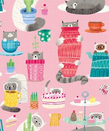 WGU50109W Kitten Kaboodle Bubblegum Wallpaper by Ohpopsi