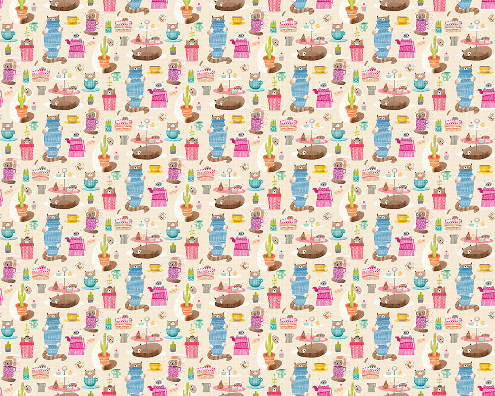 WGU50111W Kitten Kaboodle Marshmallow Wallpaper by Ohpopsi