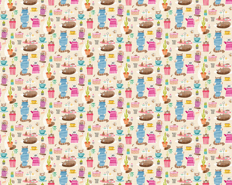 WGU50111W Kitten Kaboodle Marshmallow Wallpaper by Ohpopsi