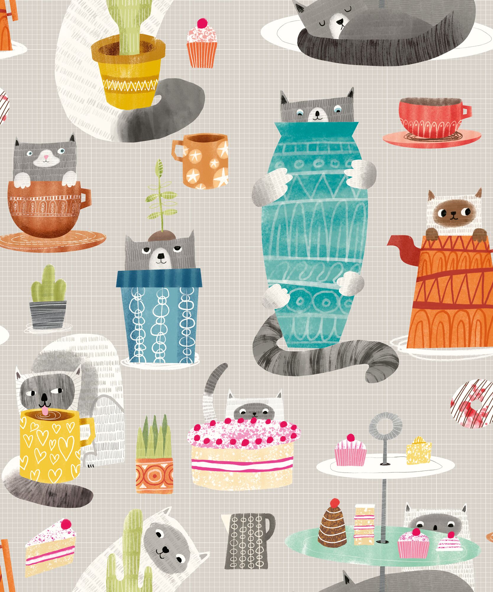 WGU50112W Kitten Kaboodle Peanut Butter Wallpaper by Ohpopsi