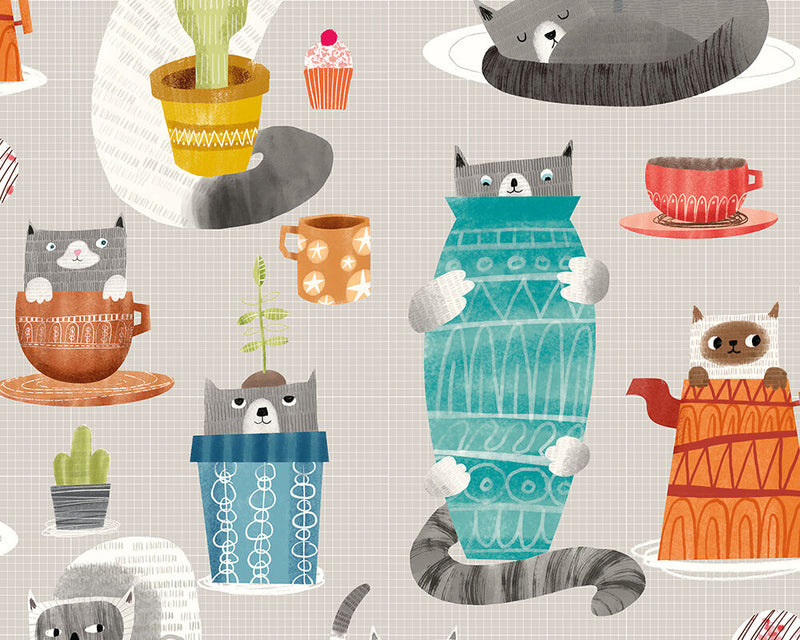 WGU50112W Kitten Kaboodle Peanut Butter Wallpaper by Ohpopsi
