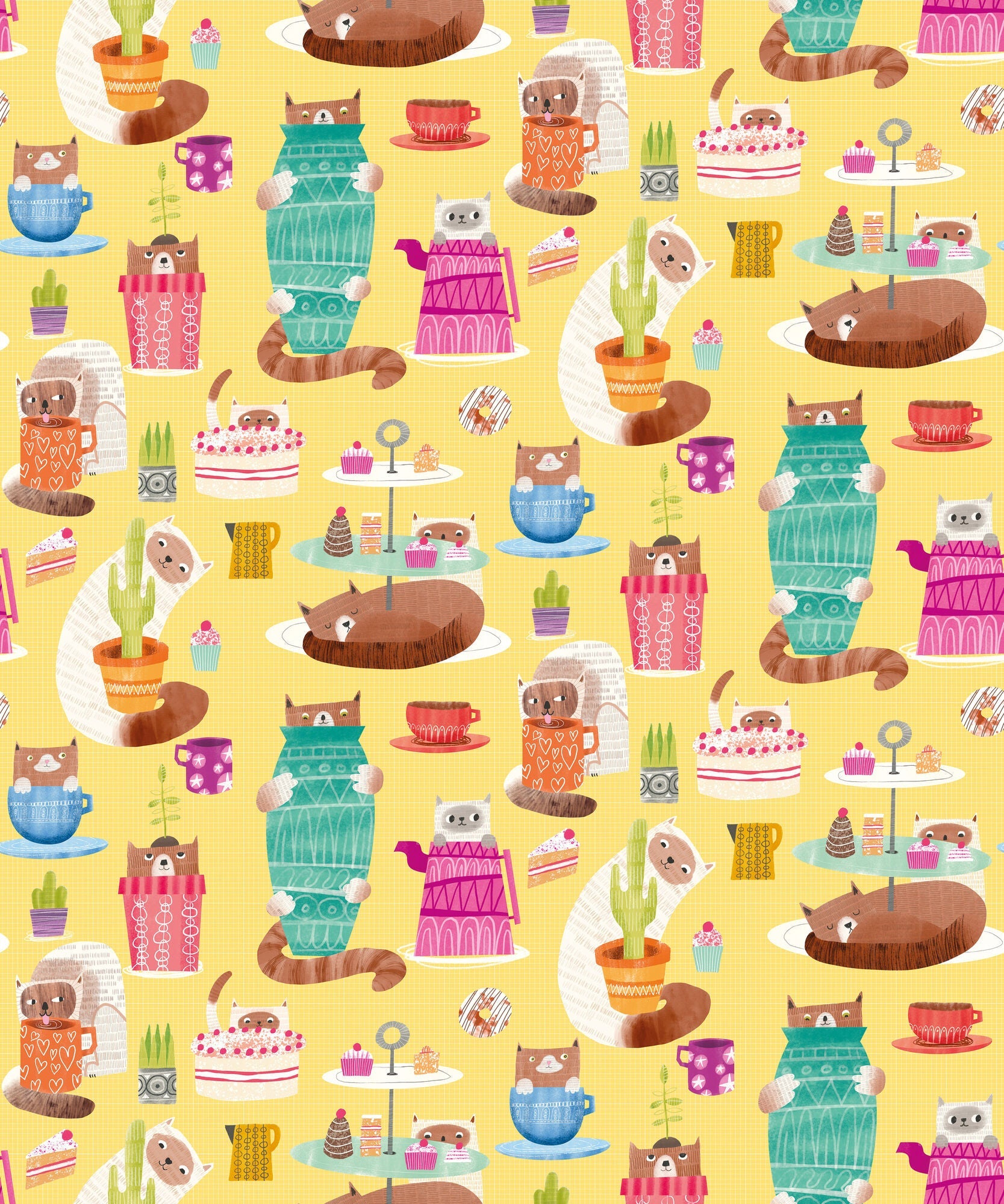 WGU50113W Kitten Kaboodle Dandelion Wallpaper by Ohpopsi