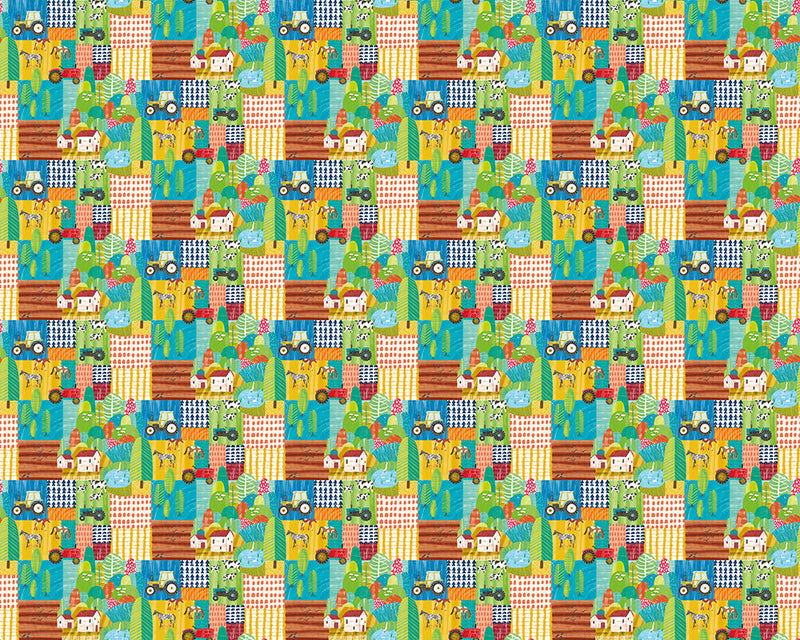 WGU50118W Down On The Farm Teal Twist Wallpaper by Ohpopsi