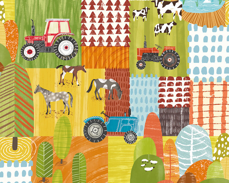 WGU50119W Down On The Farm Orange Crush Wallpaper by Ohpopsi