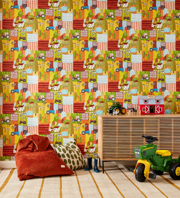 WGU50119W Down On The Farm Orange Crush Wallpaper by Ohpopsi