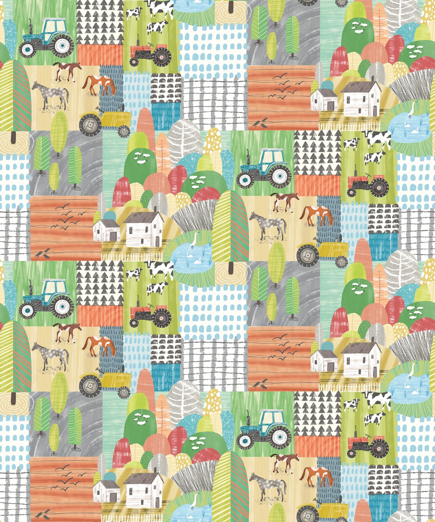 WGU50121W Down On The Farm Sherbet Pastel Wallpaper by Ohpopsi