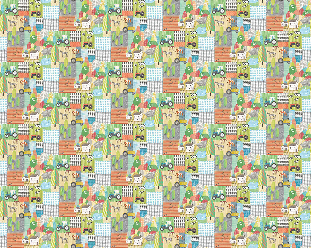 WGU50121W Down On The Farm Sherbet Pastel Wallpaper by Ohpopsi
