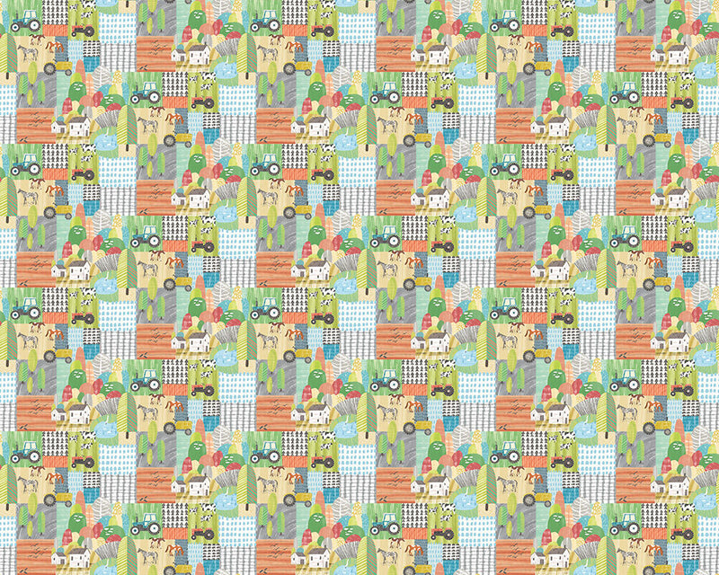 WGU50121W Down On The Farm Sherbet Pastel Wallpaper by Ohpopsi