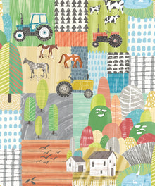 WGU50121W Down On The Farm Sherbet Pastel Wallpaper by Ohpopsi