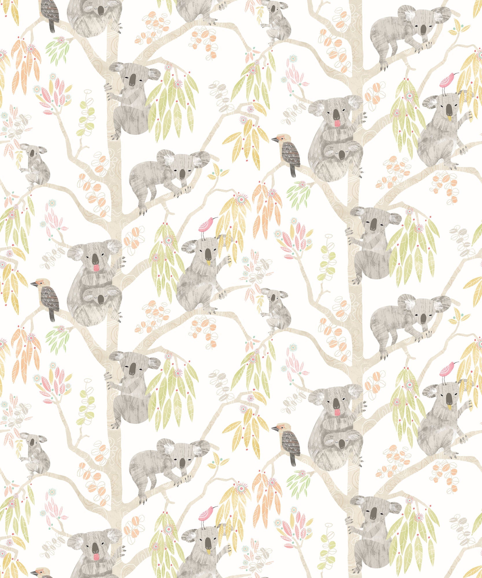 WGU50128W Kooka Koala Flamingo Wallpaper by Ohpopsi