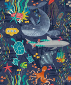 WGU50130W Beneath The Waves Prussian Wallpaper by Ohpopsi