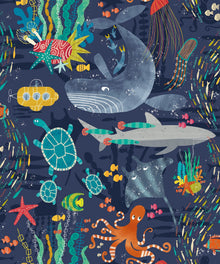 WGU50130W Beneath The Waves Prussian Wallpaper by Ohpopsi