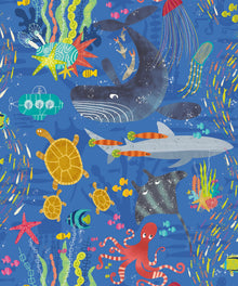 WGU50132W Beneath The Waves Lapis Wallpaper by Ohpopsi