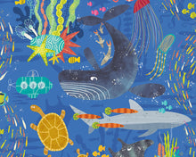 WGU50132W Beneath The Waves Lapis Wallpaper by Ohpopsi