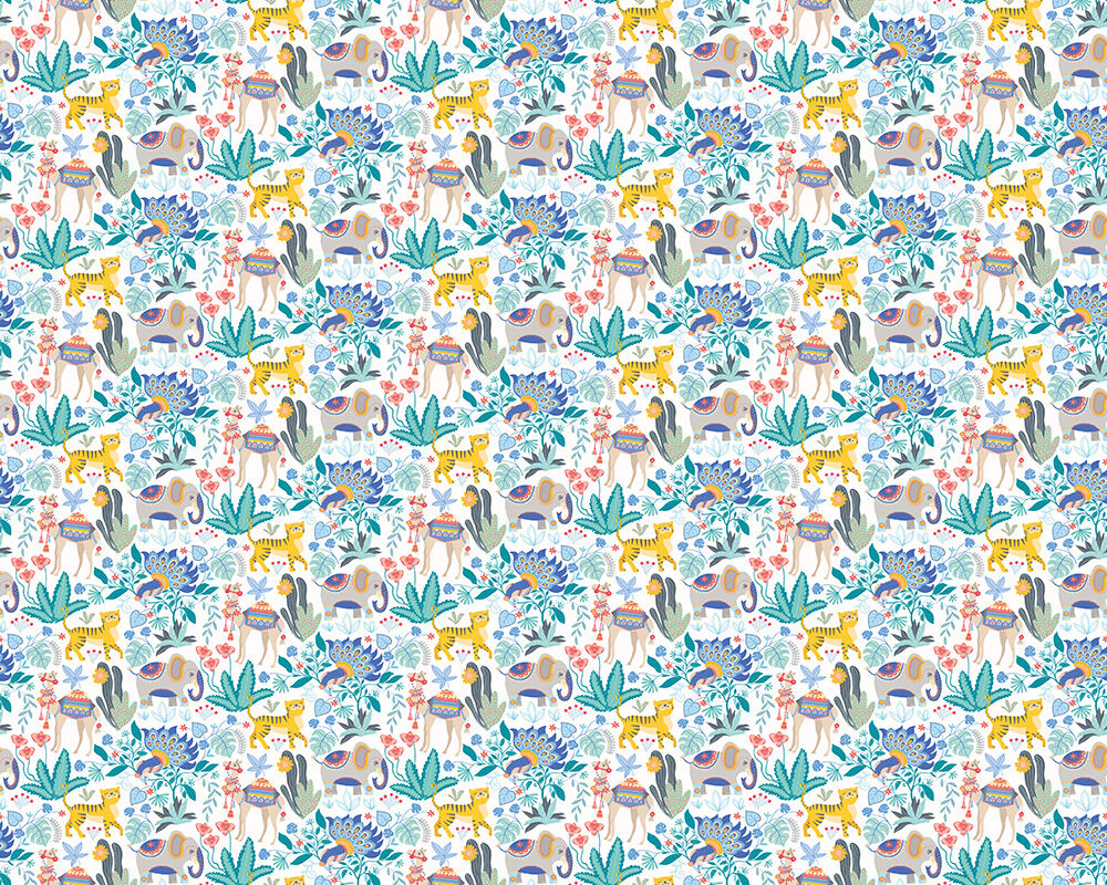 WGU50134W Samba Safari Cornflower Wallpaper by Ohpopsi