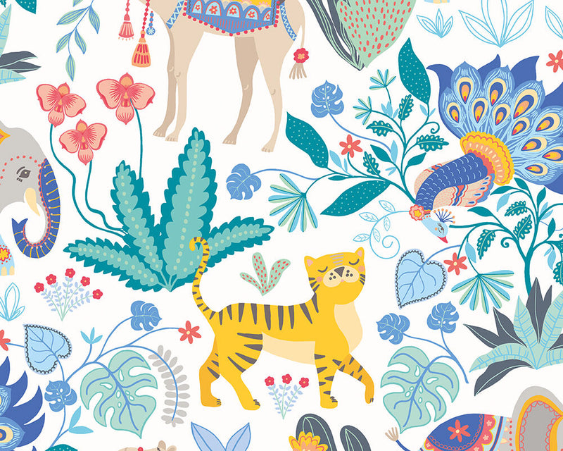 WGU50134W Samba Safari Cornflower Wallpaper by Ohpopsi