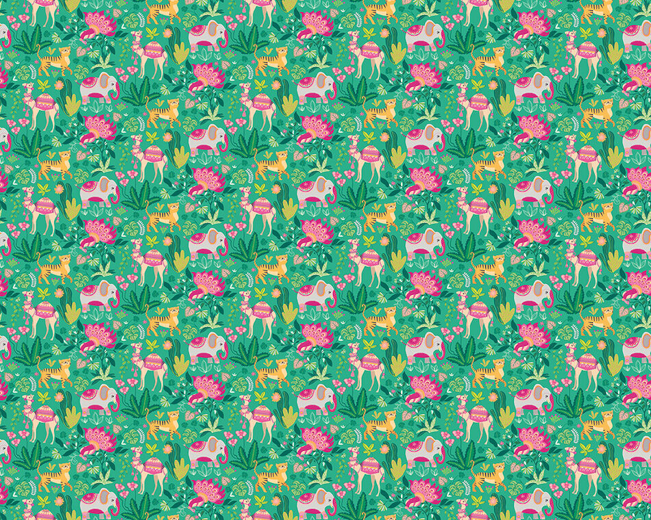 WGU50136W Samba Safari Emerald Twist Wallpaper by Ohpopsi