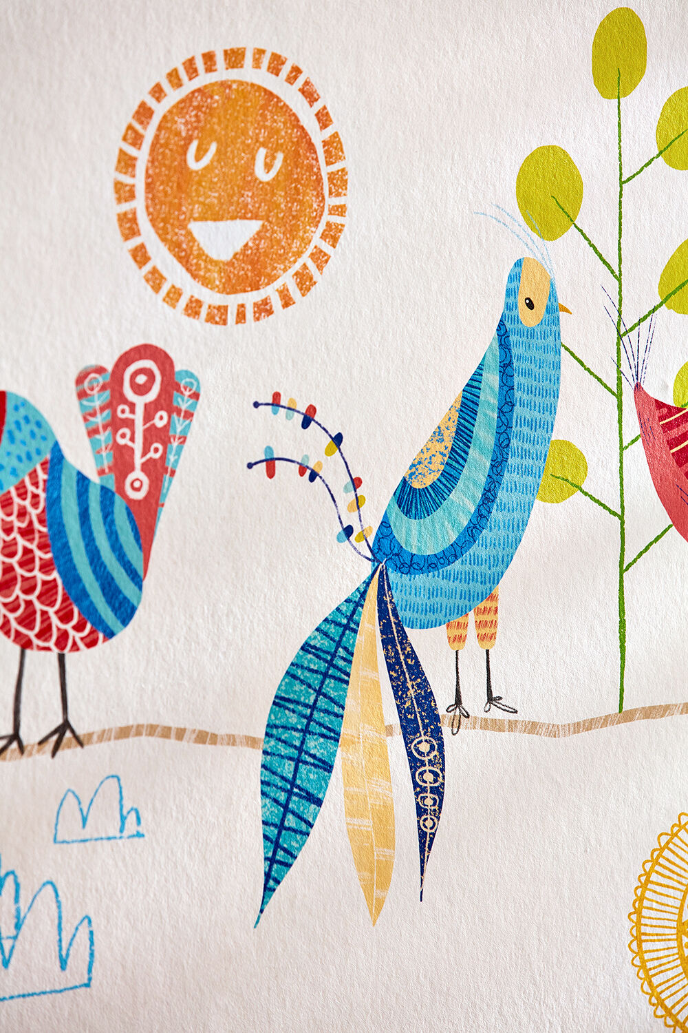 WGU50142W Feather Fandango Royal Bright Wallpaper by Ohpopsi